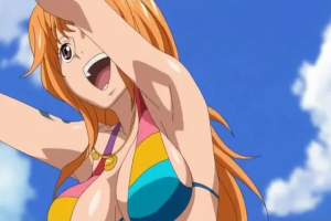 Nami très sexy & chienne en bikini